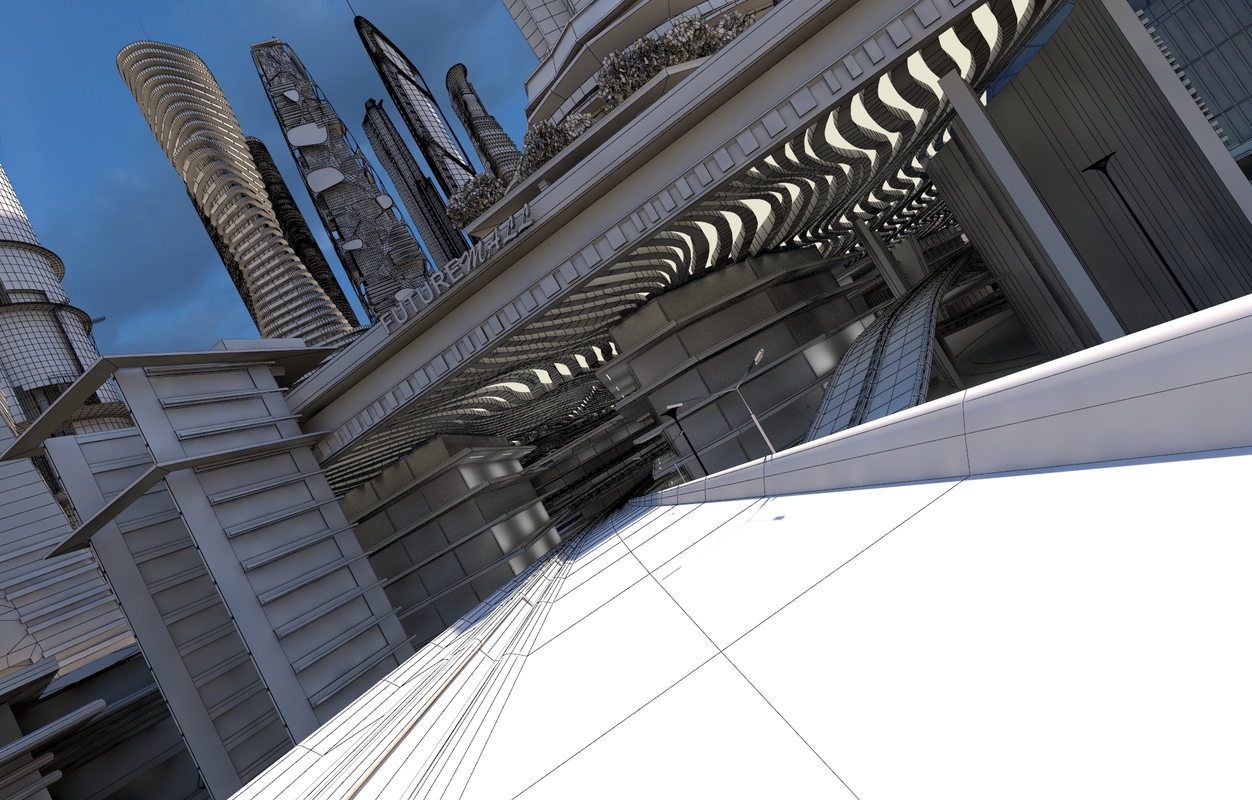 3D central business district city architecture