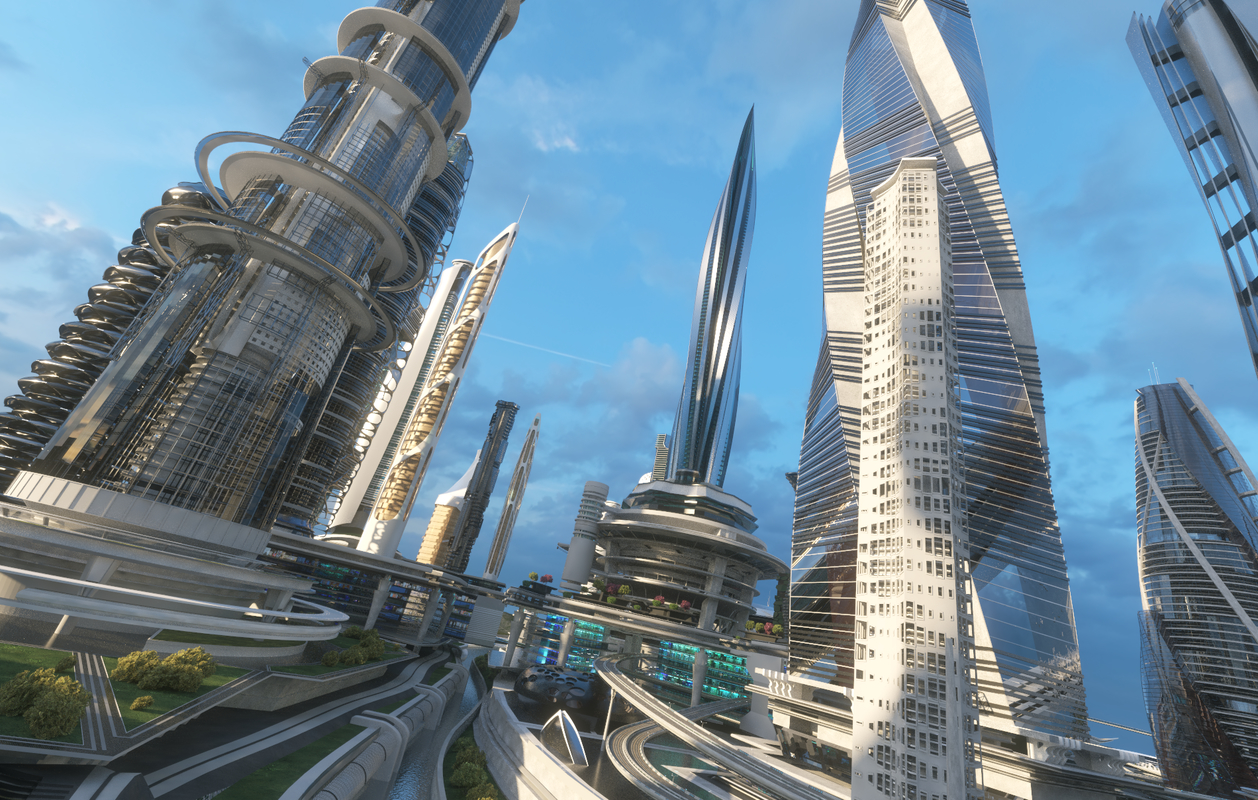 3D central business district city architecture