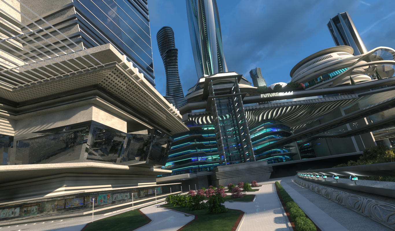 3D central business district city architecture