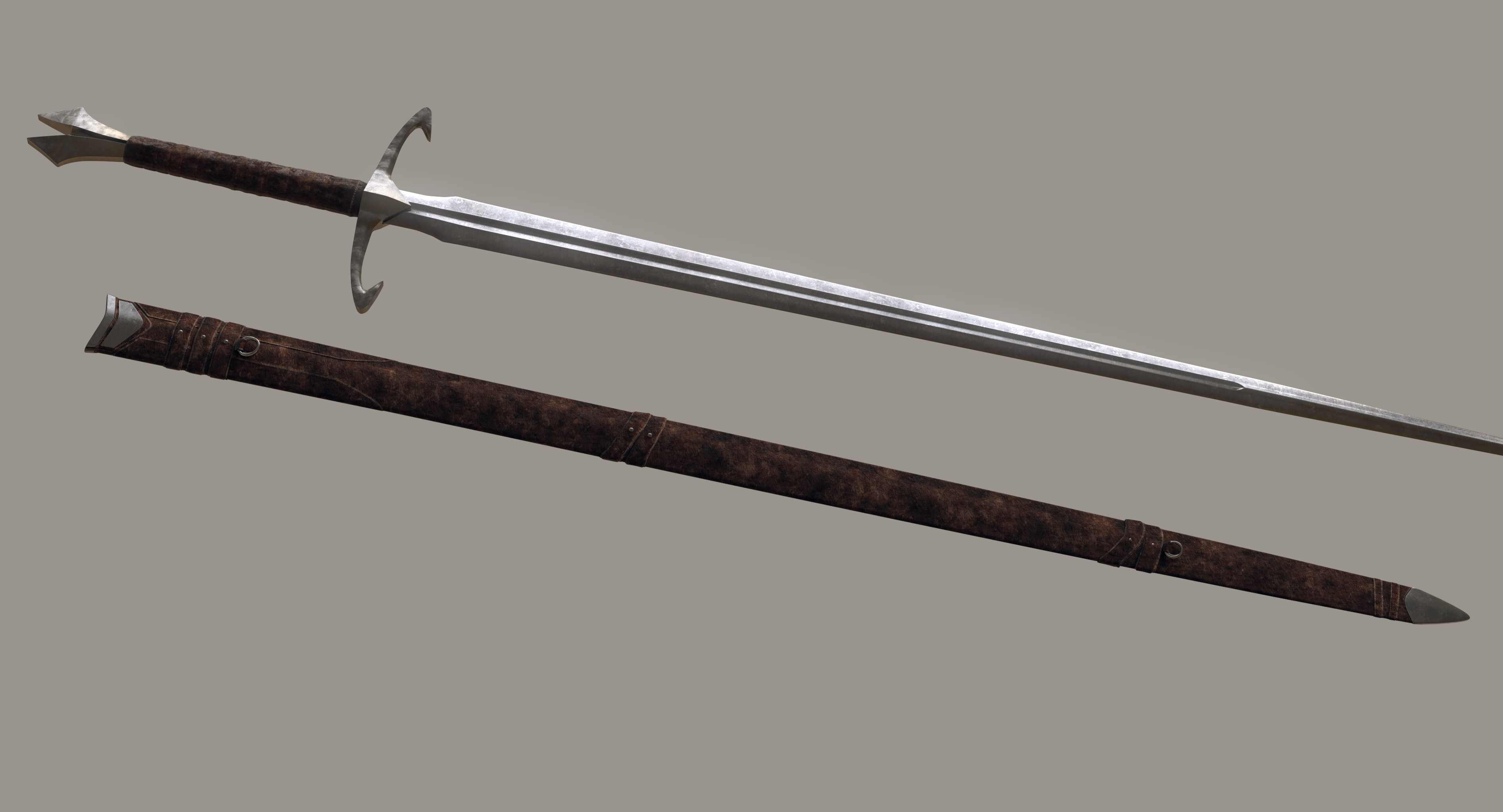 两把剑和刀鞘3d模型