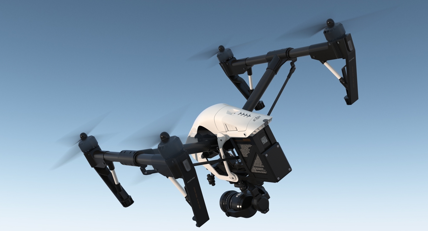 dji inspire 1 pro无人机与4k相机套装3d模型