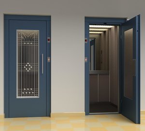3D model vintage european elevator door metal