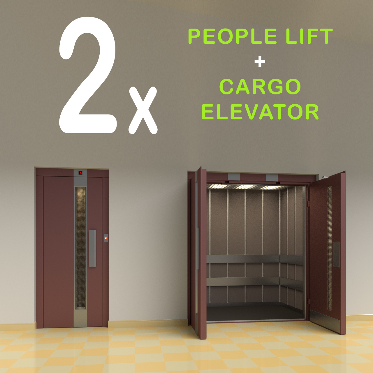 Vintage Lift Elevator Doors 3d Model Turbosquid 1187546