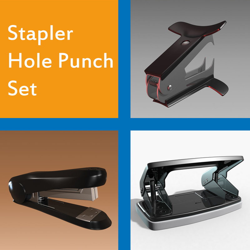 Stapler hole punch set 3D model TurboSquid 1187865