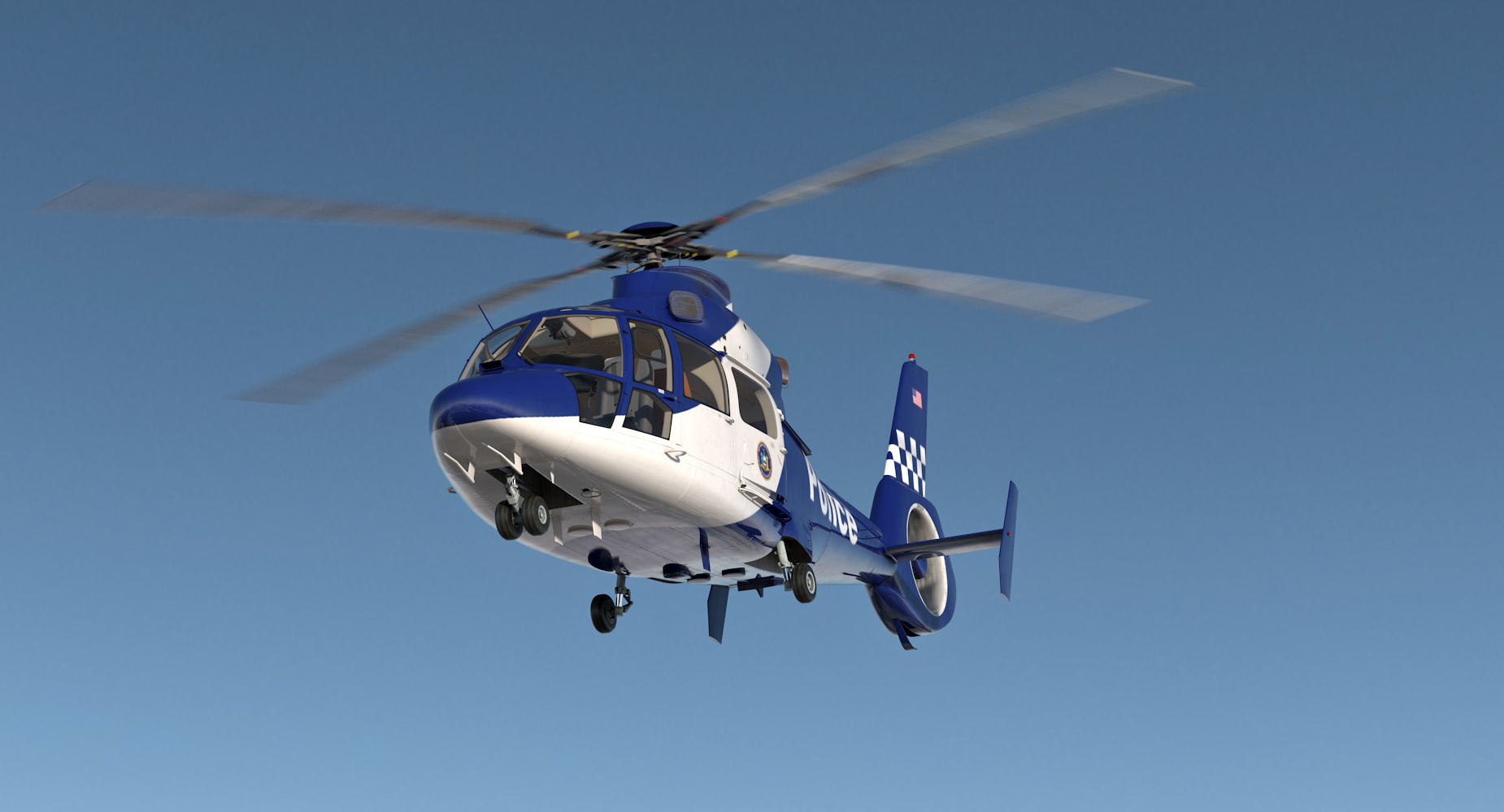 3d police helicopter eurocopter as 365 n2 dauphin model