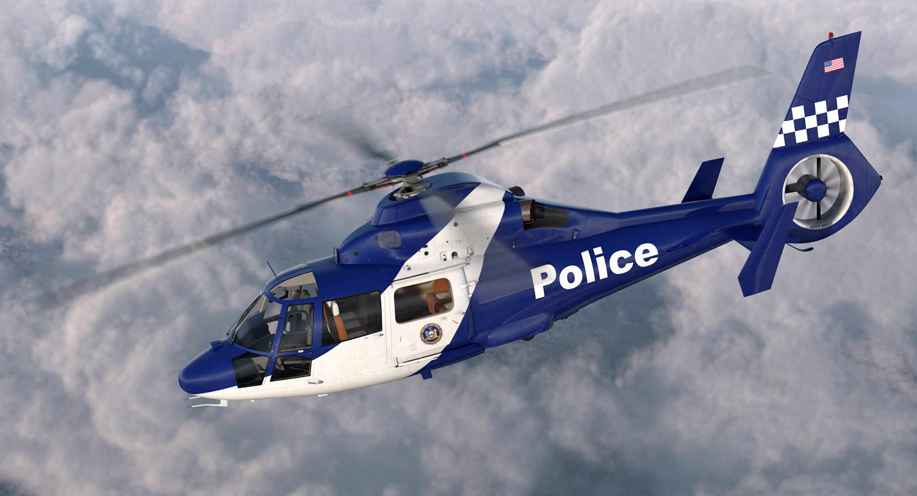 3d police helicopter eurocopter as 365 n2 dauphin model