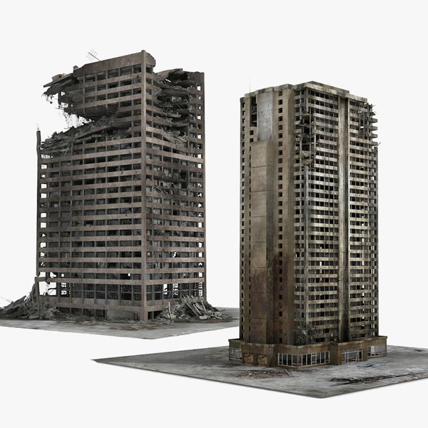destroyed building diorama