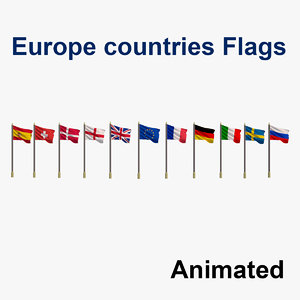 flags europe countries - 3D model