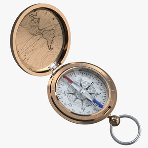 3D antique compass