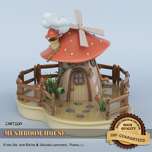 3D cartoon mushroom house