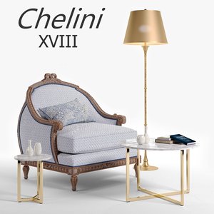 chelini xviii armchair classic 3D model