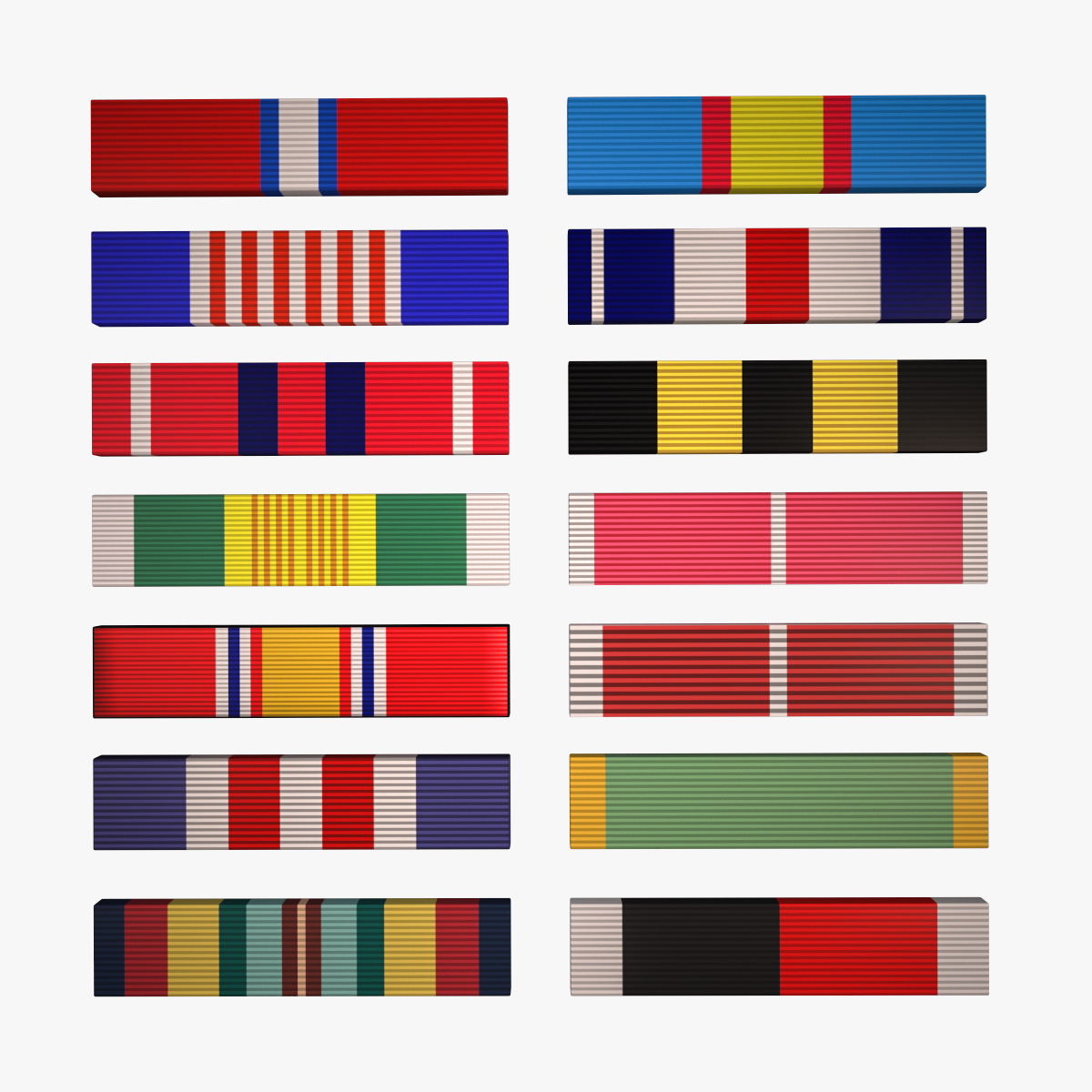 14 military ribbons - 3D model - TurboSquid 1190811