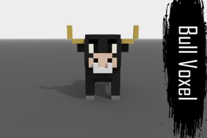 voxel bull low-poly 3D