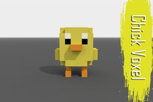 3D voxel chick low-poly