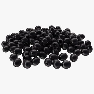 3D realistic pitted black olives model