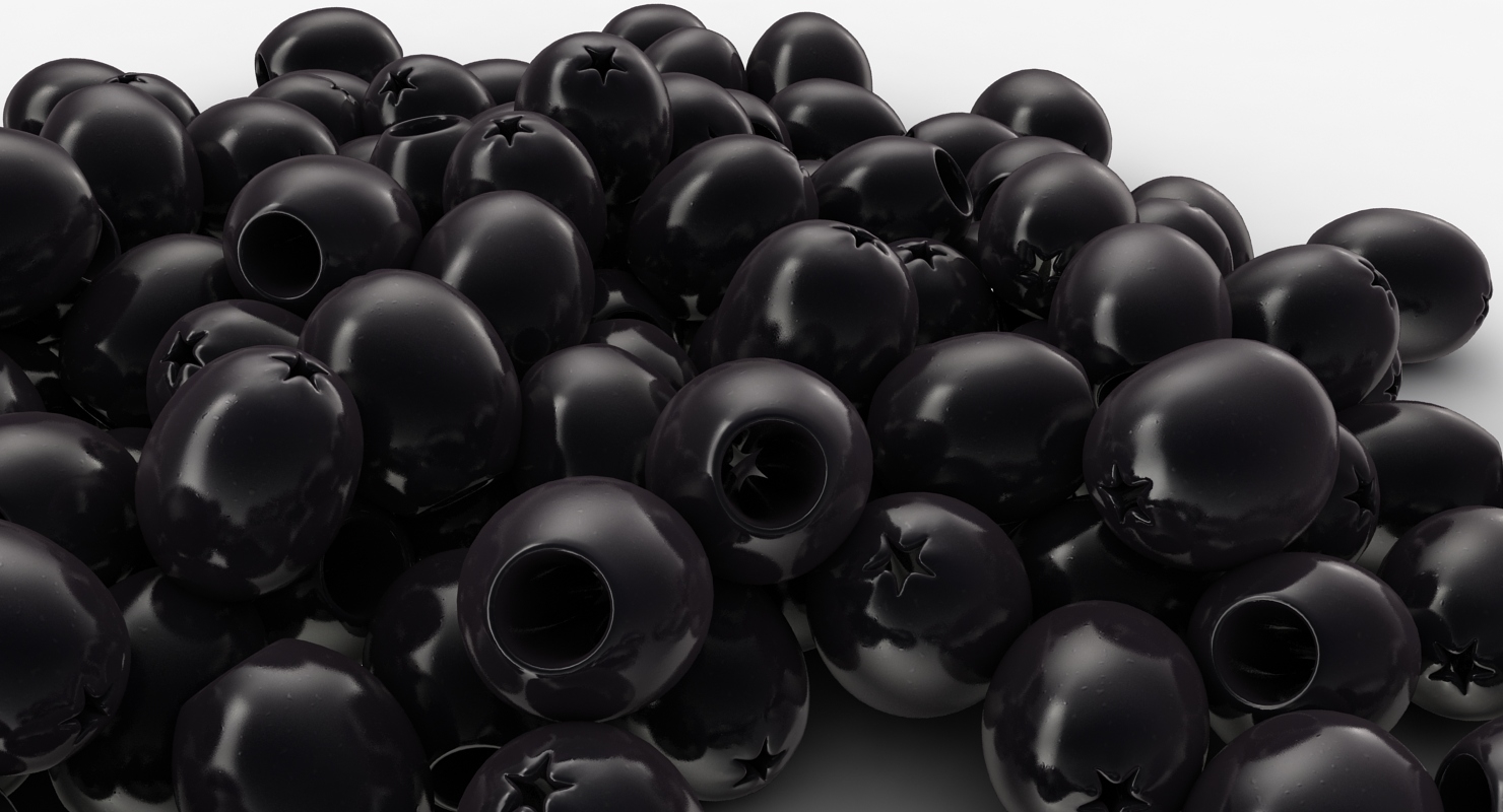 3d realistic pitted black olives model
