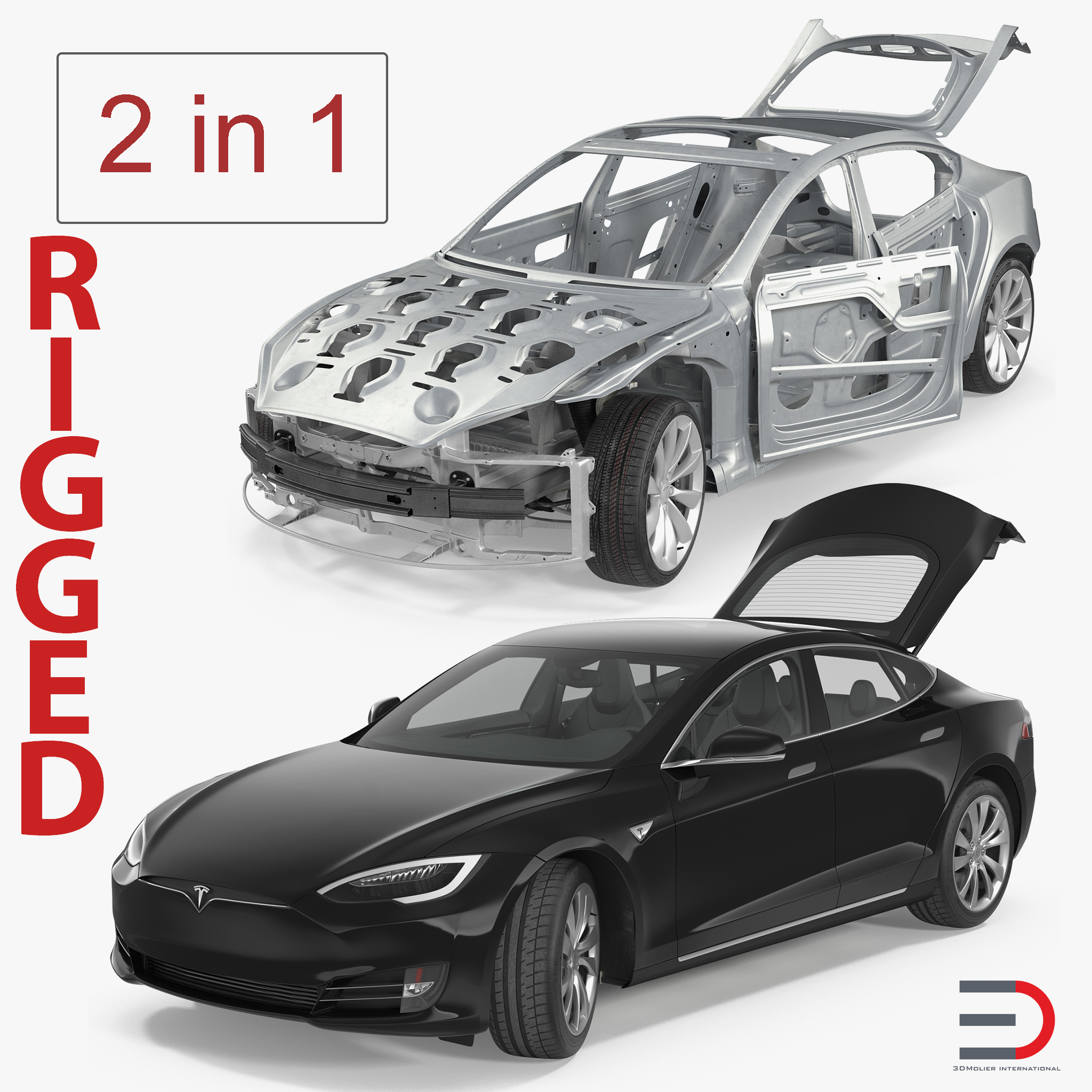 Coleção Tesla Model S E Frame Rigged