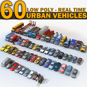 3D 60 urban cars vehicles model