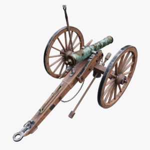3D model 6-pounder smoothbore field cannon