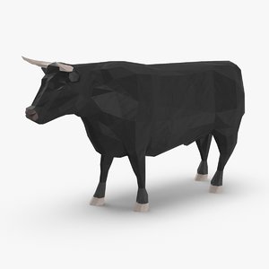 3D bull---black-standing