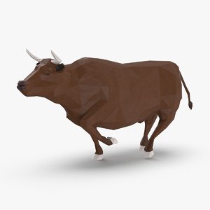 3D bull---brown-running