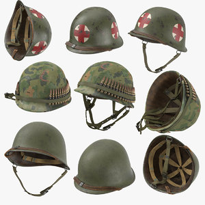 3D war ii m1 helmets