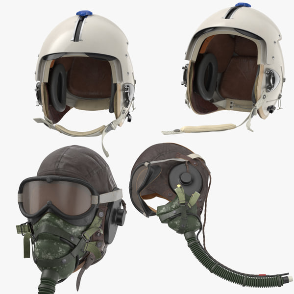 Hguヘルメットとパイロットヘッドギア付きoxegenマスク2ポーズ3dモデル Turbosquid
