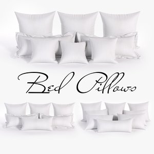 3D white bed pillows 01
