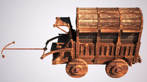 3D model old medieval wagon
