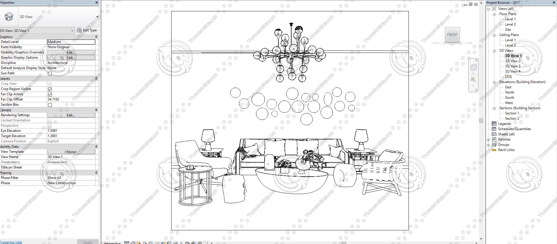 3D modern living room revit TurboSquid 1193806