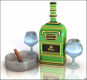 bottle cognac glass 3D model