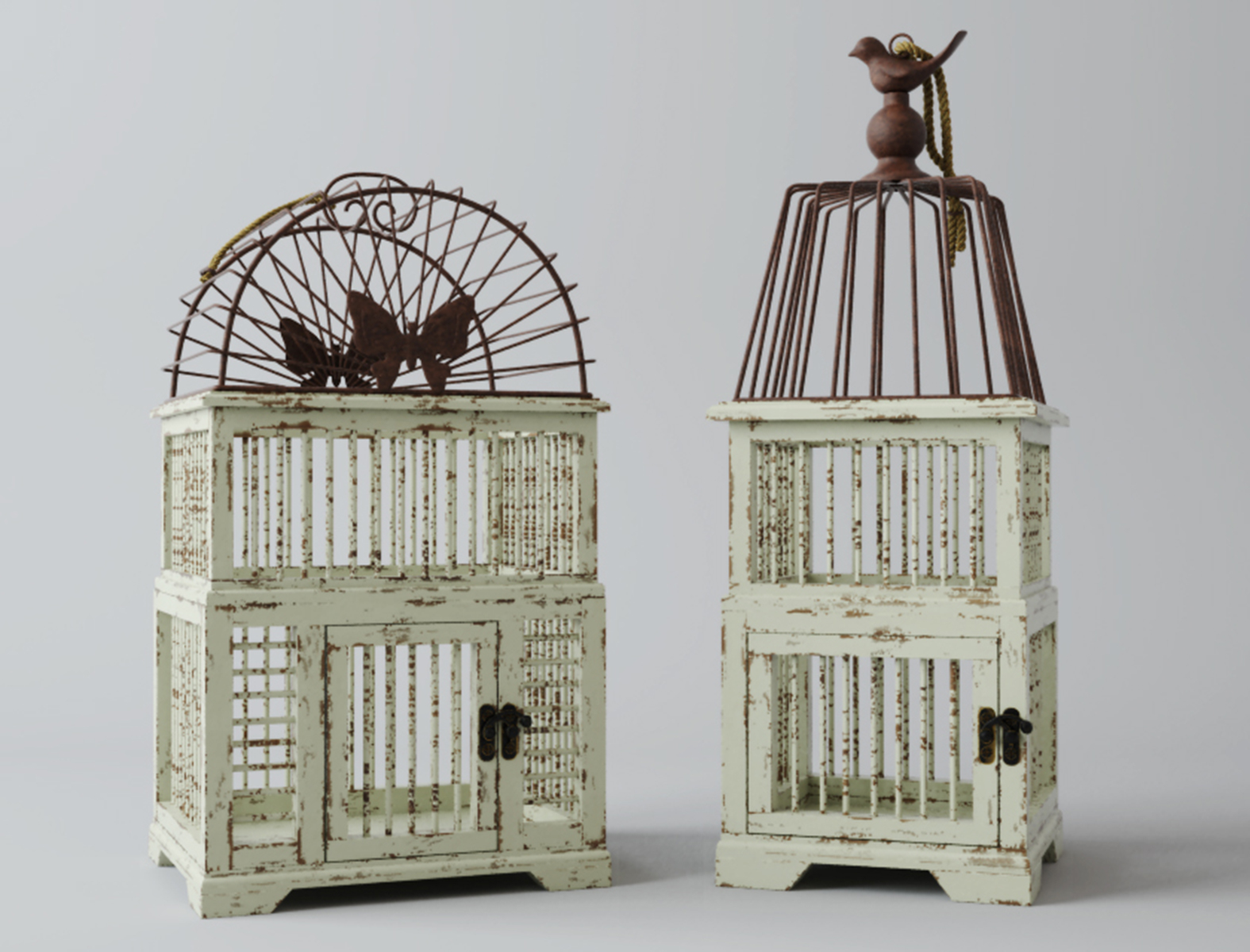 3d Model Antiqued Decorative Birdcages Turbosquid 1194769