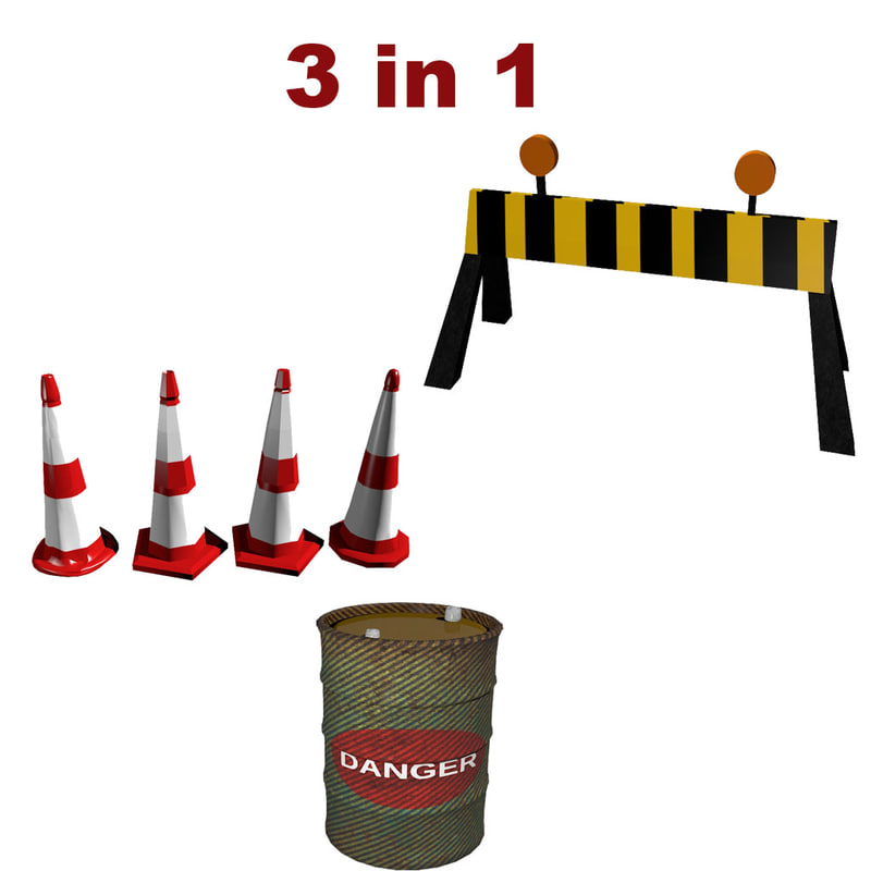 3D barrel cone barrier TurboSquid 1194798