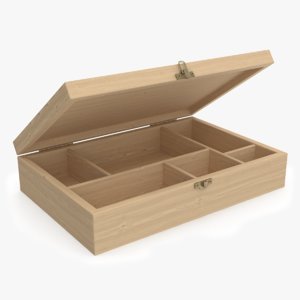 3D wooden box model