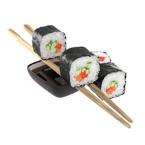 cucumber salmon sushi rolls 3D model