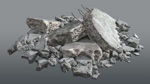 3D model concrete rubble debris