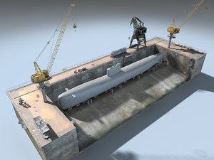 dry dock submarine 3D model