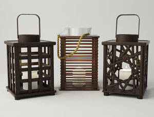 wooden lanterns 3D