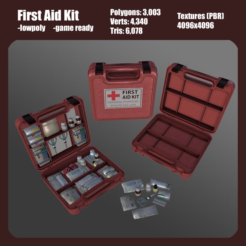 3D aid kit model TurboSquid 1197125