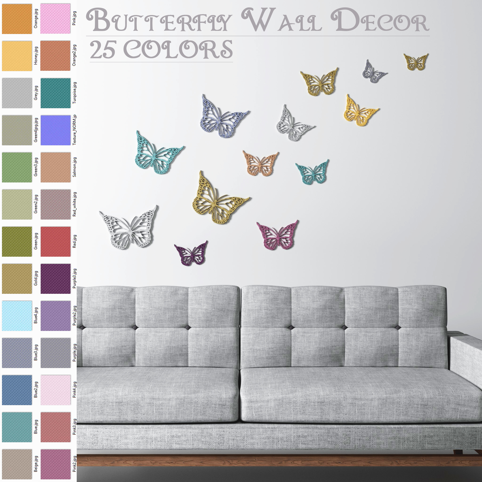 Butterfly Wall Decoration 3d Model Turbosquid 1197520