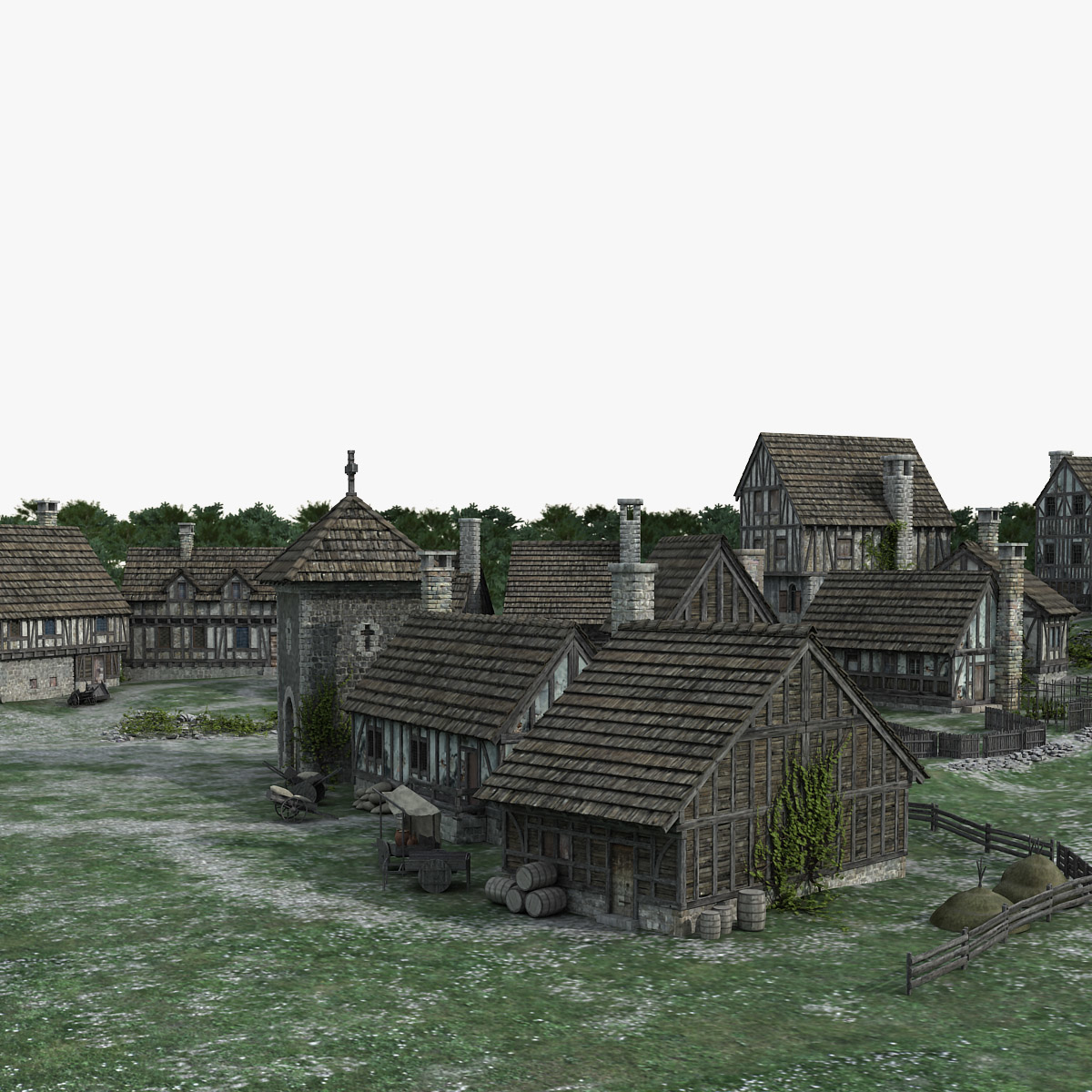 Medieval town village model - TurboSquid 1198231
