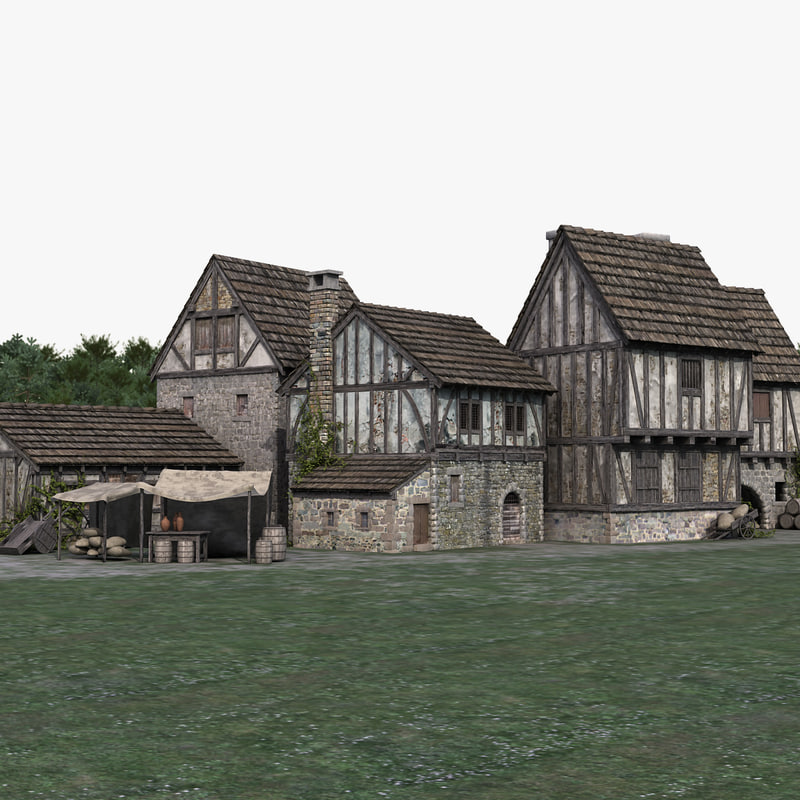 3D medieval town village model - TurboSquid 1198333