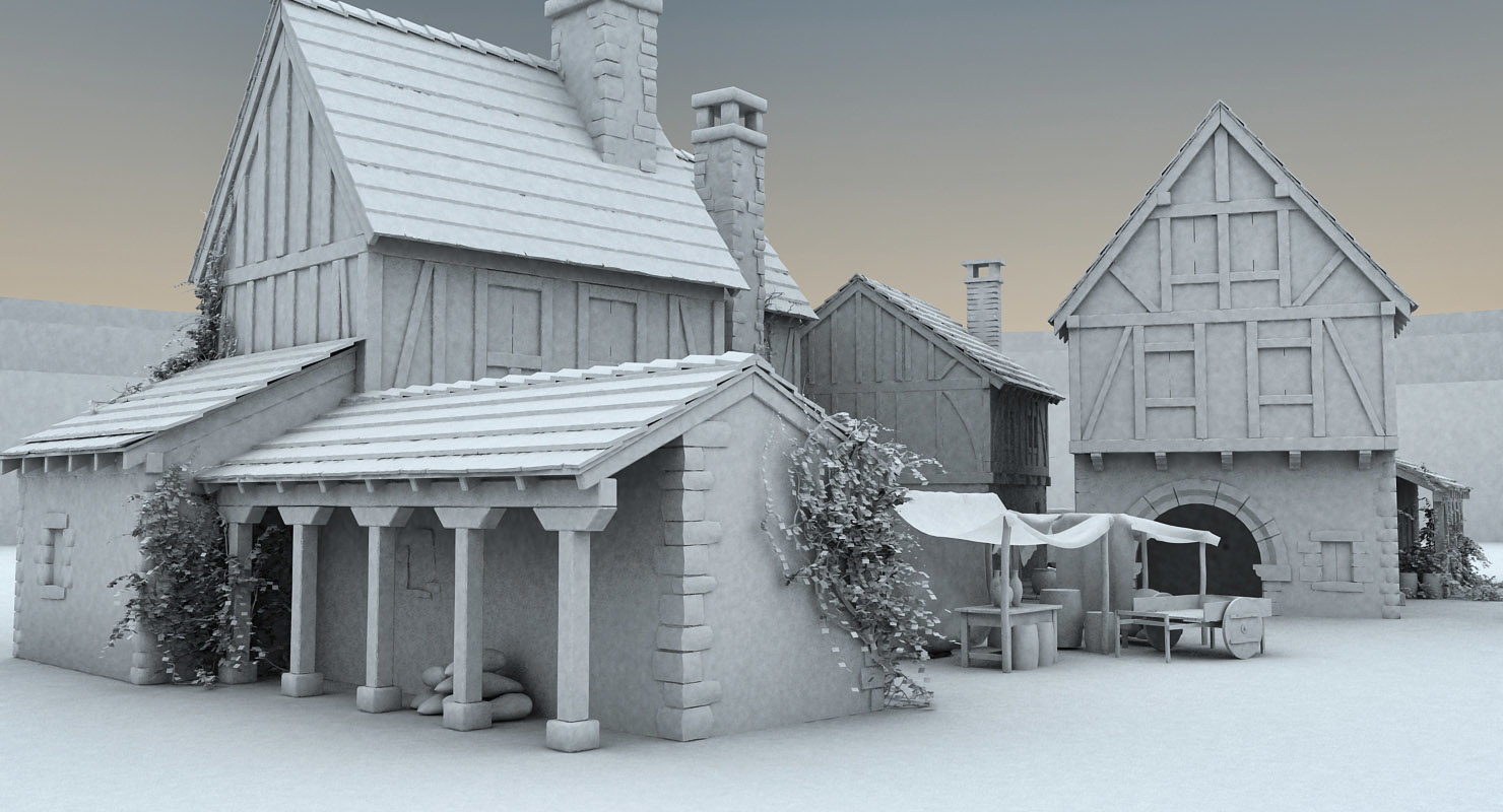 中世纪村庄103d模型