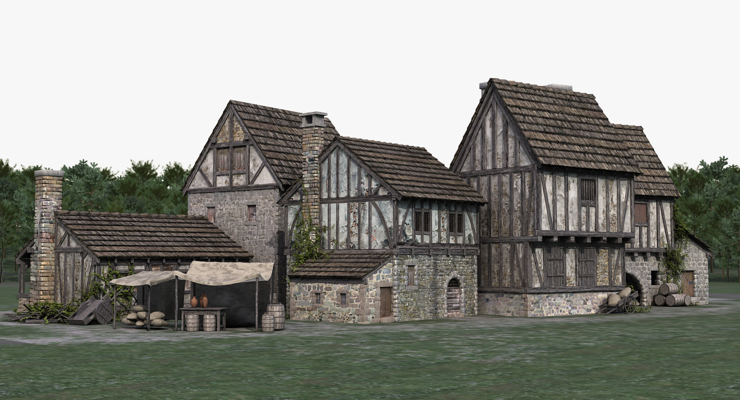 3D medieval town village model TurboSquid 1198333