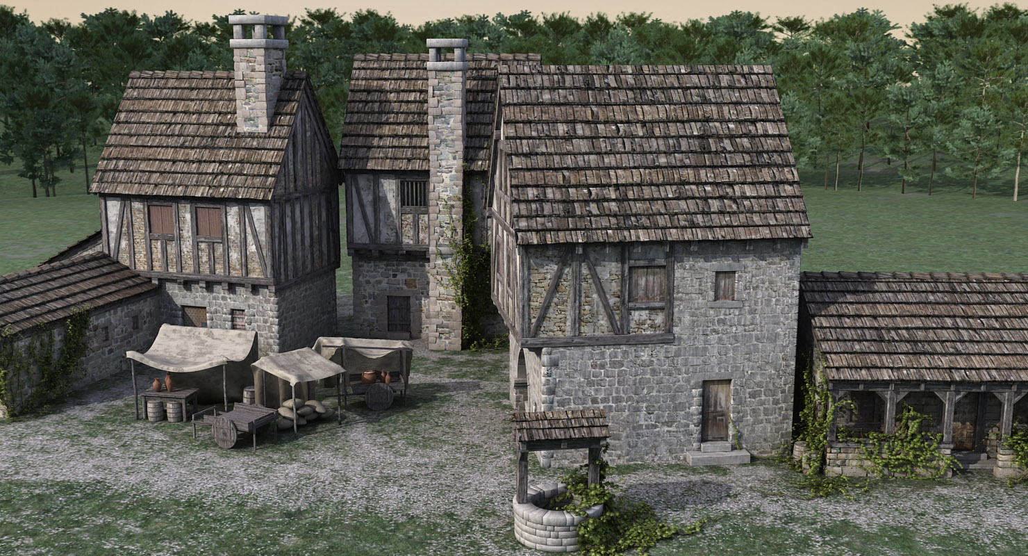 中世纪村庄103d模型