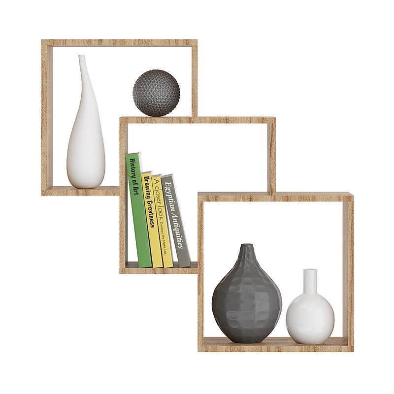 Wooden wall shelf vases 3D model TurboSquid 1198372