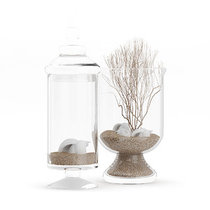 3D decorative glass containers sand