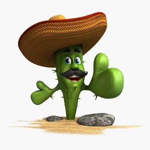3D cactus cartoon character