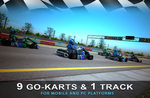 3D 9 go-karts 1 race track