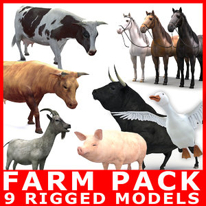 rigged bull cow 3D model